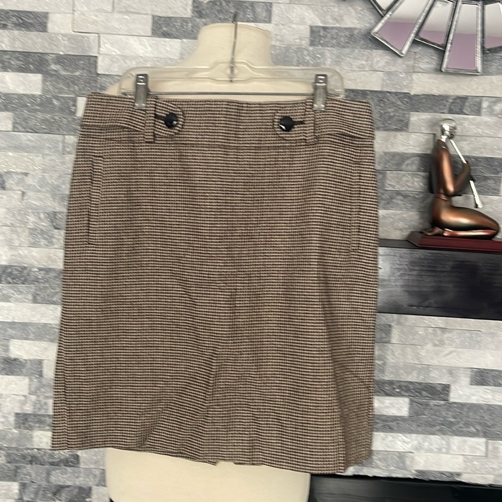 Banana Republic Women’s Business Skirt Size 4 Brown Plaid Straight Lined